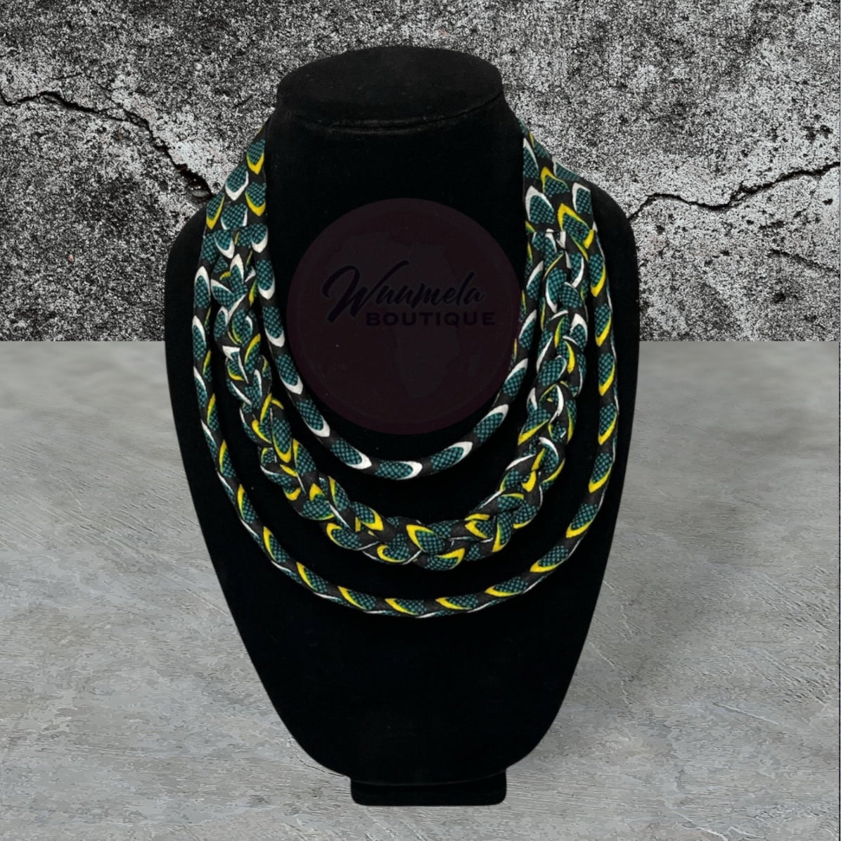 AFRICAN PRINT BRAIDED
NECKLACE