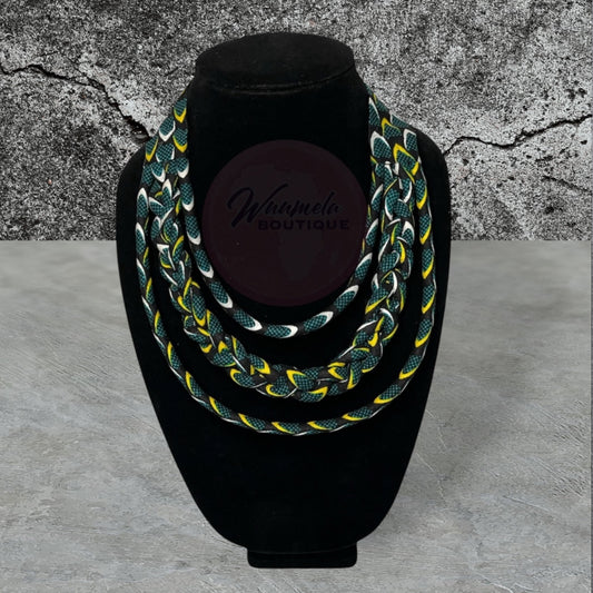 AFRICAN PRINT BRAIDED
NECKLACE