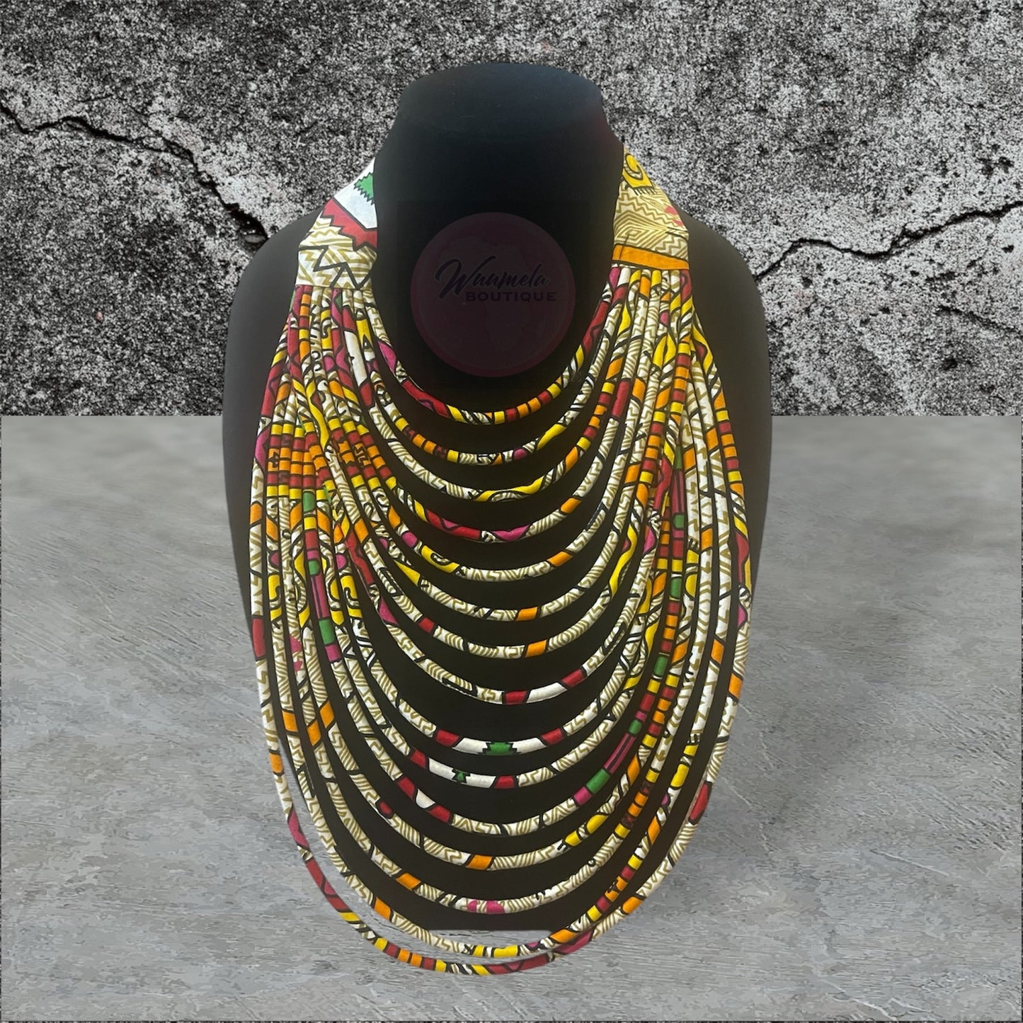 African Print Necklace/ Ankara Fabric Handmade Multi Strand Statement