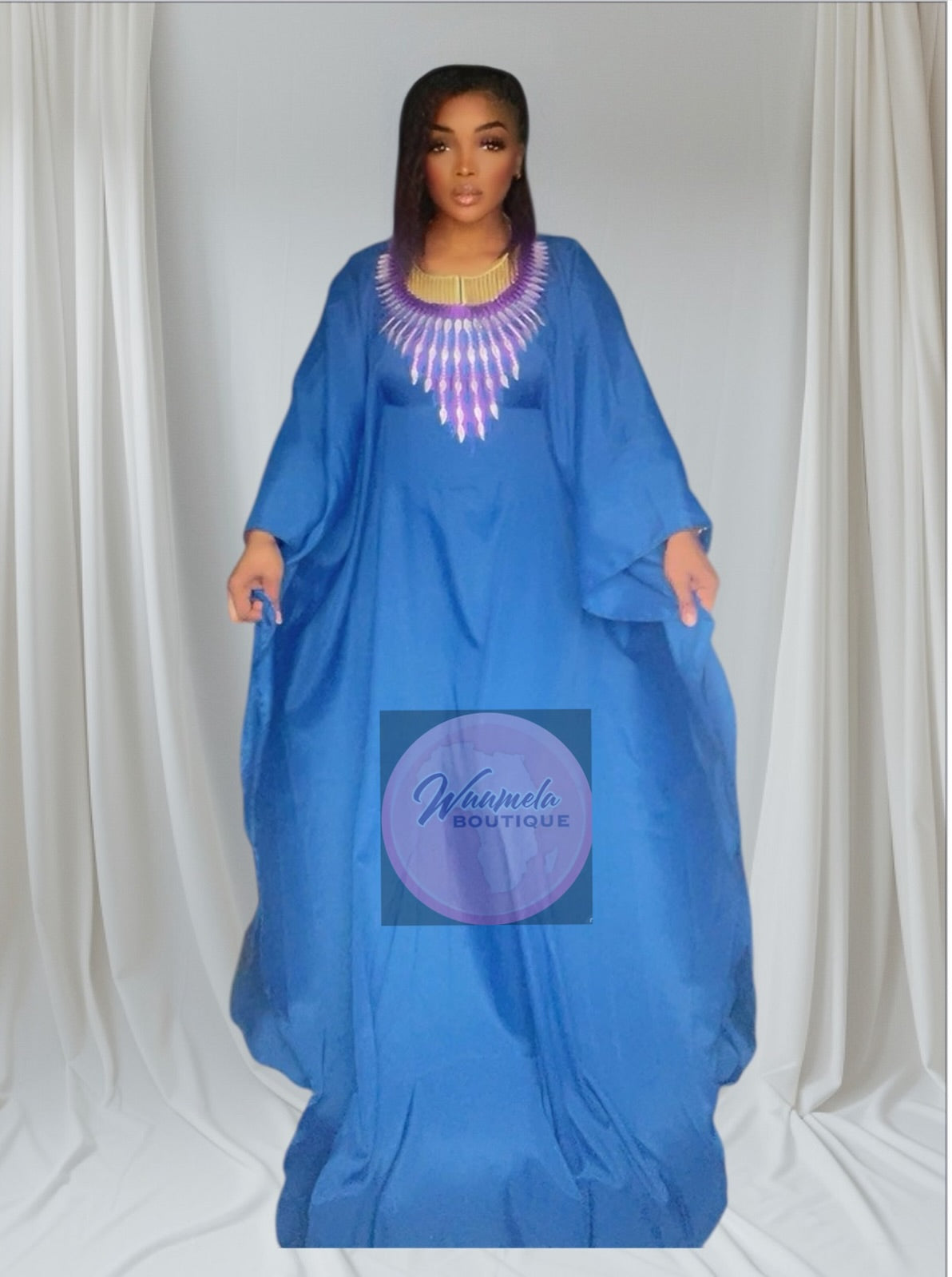 Robe AFRICAIN Pour Femme Boubou Manches Longues,Elamba Ya Basi.