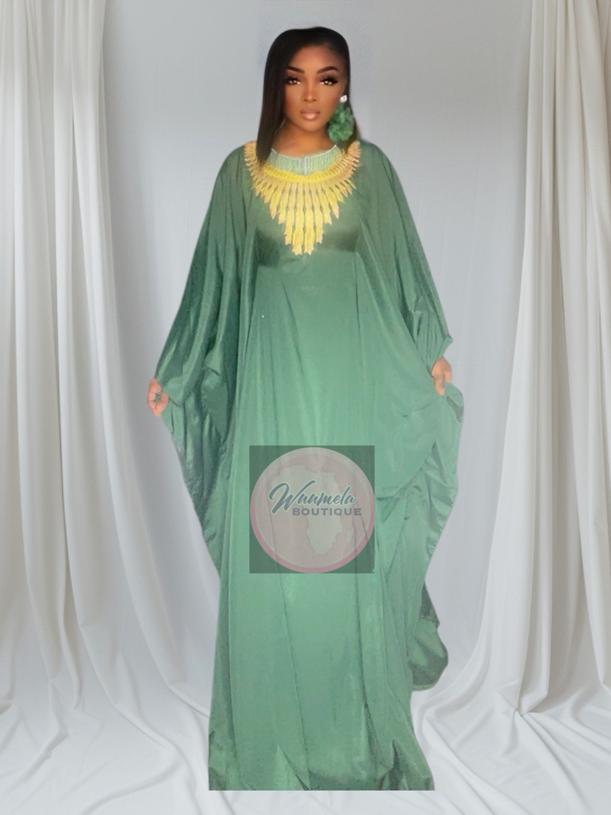 Robe AFRICAIN Pour Femme Boubou Manches Longues,Elamba Ya Basi.